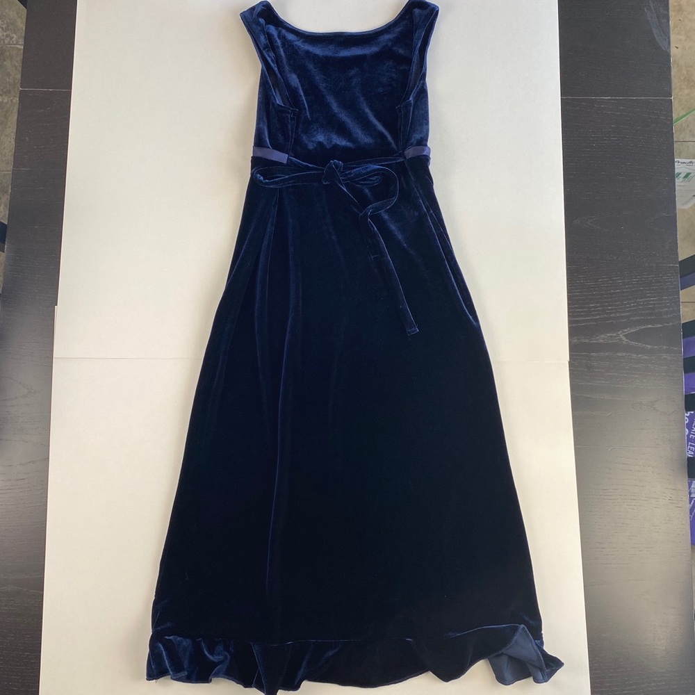 Girls Blue Velvet Party Dress